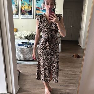 Sienna Sky Leopard Print Midi Dress